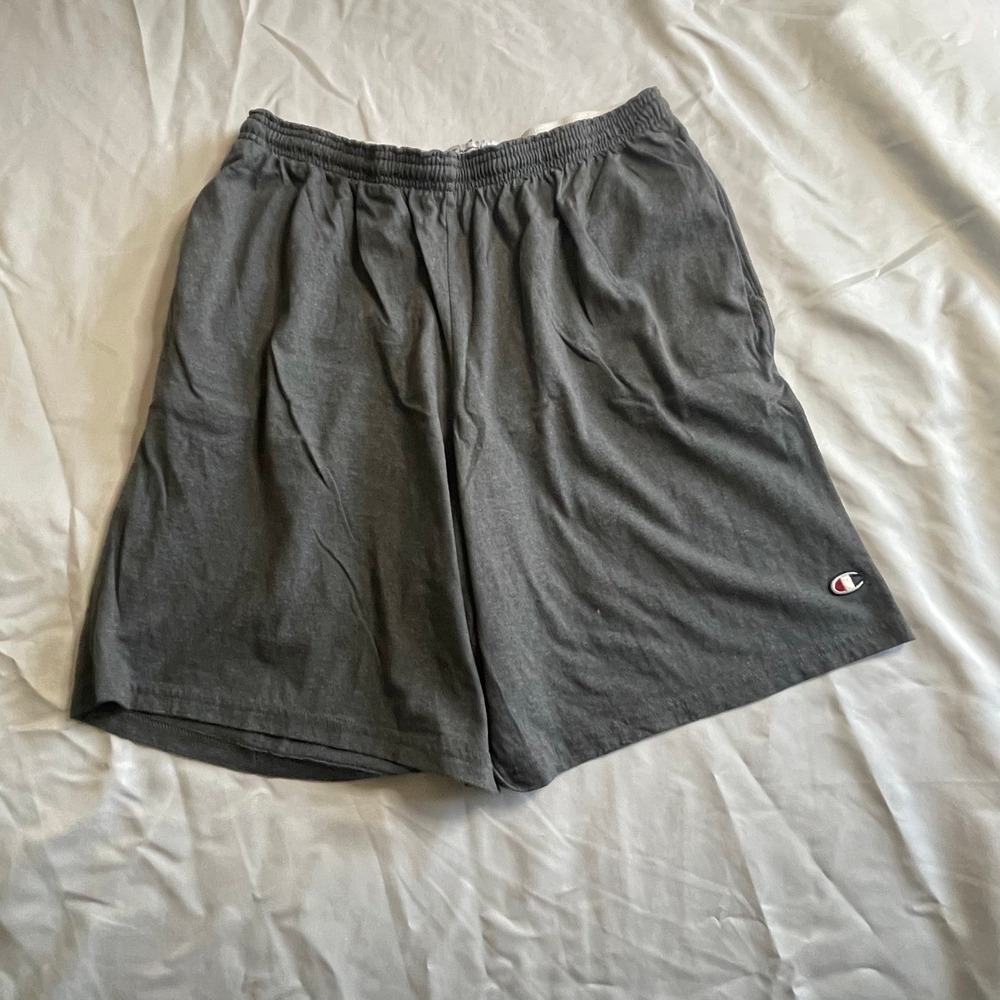 Champion Mens Jersey Shorts Charcoal Gray Cotton Athletic XL Drawstring